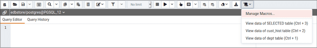 Query tool Manage macros